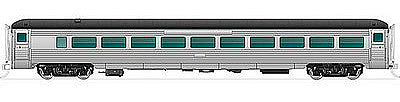 Rapido Trains 17098 HO Scale NH 8600 Series Stainless Steel Coach with Skirts - Ready to Run -- Painted, Unlettered (stainless)