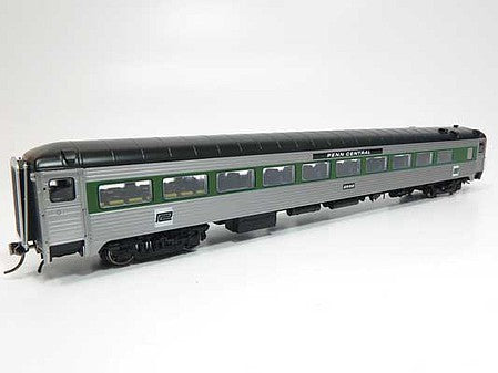 Rapido Trains 17235 HO Scale NH 8600 Series Stainless Steel Coach, No Skirts - Ready to Run -- Penn Central 2523 (stainless, Jade Green, black)
