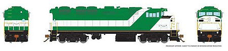 Rapido Trains 19528 HO Scale GMD F59PH - LokSound and DCC -- Ex-GO Transit Leaser No Number (green, white, no logo)