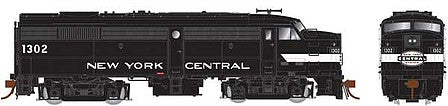 Rapido Trains 21589 HO Scale Alco-MLW FA-2 Phase Ia - LokSound and DCC -- Penn Central 1302 (NYC Renumbering, black, white, Cigar Band Logo)