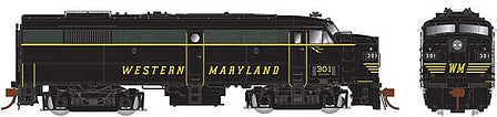 Rapido Trains 21597 HO Scale Alco-MLW FA-2 Phase Ia - LokSound and DCC -- Western Maryland #301 (black, yellow; Speed Lettering)
