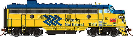 Rapido Trains 222034 HO Scale GMD FP7 - Standard DC -- Ontario Northland 1521 (yellow, blue, Chevron Logo)