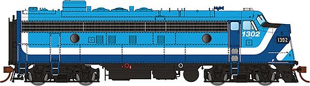 Rapido Trains 222042 HO Scale GMD FP7 - Standard DC -- Montreal Commuter Agency MUCTC 1302 (blue, white)