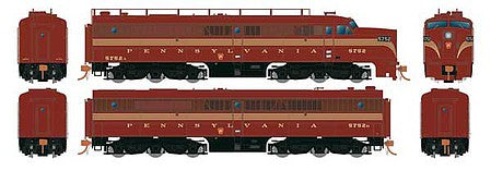 Rapido Trains 23031 HO Scale Alco PA1 - PB1 Set - Standard DC -- Pennsylvania Railroad 5754, 5754B (5-Stripe, Tuscan, gold, Trainphone Antenn