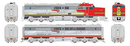 Rapido Trains 23505 HO Scale Alco PA1 - PB1 Set - ESU LokSound and DCC -- Santa Fe 59L, 59A (Warbonnet, silver, red)