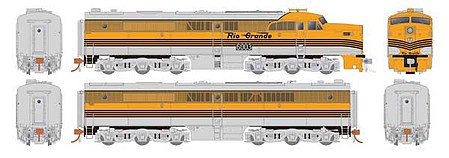 Rapido Trains 23511 HO Scale Alco PA1 - PB1 Set - ESU LokSound and DCC -- Denver & Rio Grande Western 6011, 6012 (4-Stripe, Aspen Gold, silver)