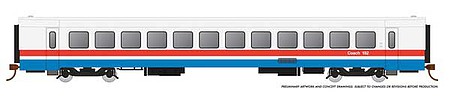Rapido Trains 25101 HO Scale RTL Turboliner Coach - Ready to Run -- Amtrak 182 (Phase III Early, white, red, blue)
