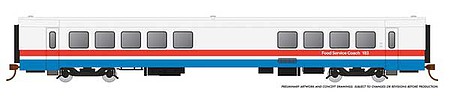 Rapido Trains 25103 HO Scale RTL Turboliner Coach-Snack Bar - Ready to Run -- Amtrak 183 (Phase III Early, white, red, blue)