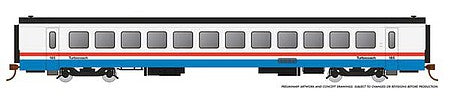 Rapido Trains 25105 HO Scale RTL Turboliner Coach - Ready to Run -- Amtrak 187 (Phase III Late, white, red, blue, black)