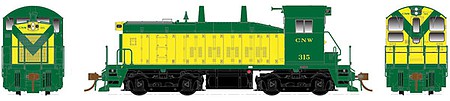 Rapido Trains 27007 HO Scale EMD-GMD SW1200 - Standard DC -- Chicago & North Western 313 (yellow, green)