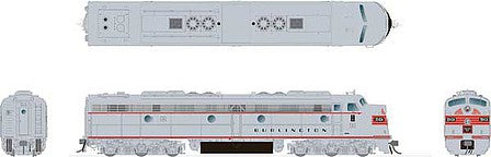 Rapido Trains 28005 HO Scale EMD E8A - Standard DC -- Chicago, Burlington & Quincy 9942A (silver, red)