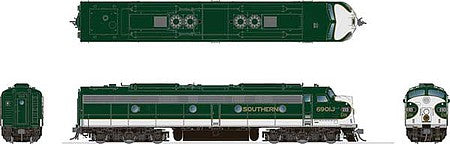 Rapido Trains 28035 HO Scale EMD E8A - Standard DC -- Southern Railway 6901J (Crescent Scheme, green, white, gold)