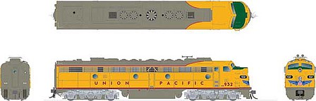 Rapido Trains 28038 HO Scale EMD E8A - Standard DC -- Union Pacific 932 (Armour Yellow, gray, red, Nose Wings)