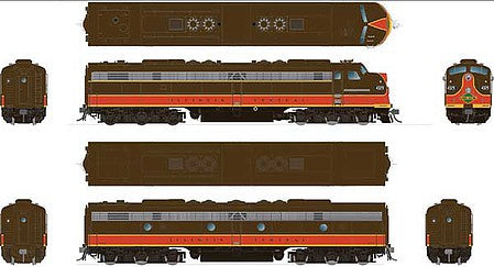 Rapido Trains 28524 HO Scale EMD E8 A-B Set - Sound and DCC -- Illinois Central 4029, 4104 (brown, orange, green Diamond Logo)