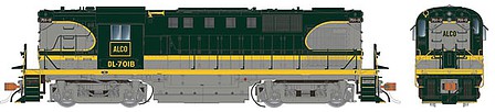Rapido Trains 31045 HO Scale Alco RS11 - Standard DC -- Alco Demonstrator DL-701B (green, gray, yellow)