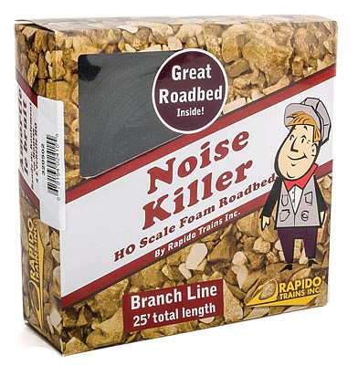 Rapido Trains 320502 HO Scale Noise Killer Foam Roadbed -- Branchline 3/32" 2mm Thick, 1-9/16" Top Width, 1-7/8" Base Width, 25' Ro