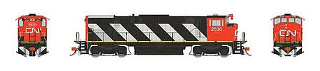 Rapido Trains 33004 HO Scale Montreal Locomotive Works MLW M420 - Standard DC -- Canadian National 2557 (MR-20b, Stripe Scheme, black, white, red)