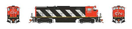 Rapido Trains 33009 HO Scale Montreal Locomotive Works MLW M420 - Standard DC -- Canadian National 2572 (MR-20c, Stripe Scheme, black, white, red-orange roof