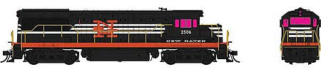 Rapido Trains 35513 HO Scale GE U25B Low Hood - Sound and DCC -- New Haven 2500 (black, white stripes, vermillion)