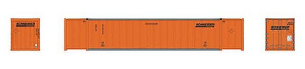 Rapido Trains 402019 HO Scale 53' High-Cube Container 2-Pack - Ready to Run -- Schneider National SNLU 978332, 978361 (orange, black)