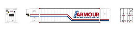 Rapido Trains 402020 HO Scale 53' High-Cube Container 2-Pack - Ready to Run -- Armour Transportation PLHU #303118, 303156 (white, red, blue)