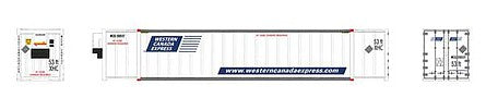 Rapido Trains 402022 HO Scale 53' High-Cube Container 2-Pack - Ready to Run -- Western Canada Express WCEU #200537, 200548 (white, black)
