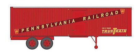 Rapido Trains 403013 HO Scale Fruehauf 35' Integral-Post Volume Van Trailer, Side Door - Assembled -- Pennsylvania Railroad 1 (1950s Scheme, Tuscan, TrucTrain Markings)