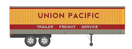 Rapido Trains 403018 HO Scale Fruehauf 35' Integral-Post Volume Van Trailer - Assembled -- Union Pacific 3 (Armour Yellow, red, gray, Trailer Freight Service)