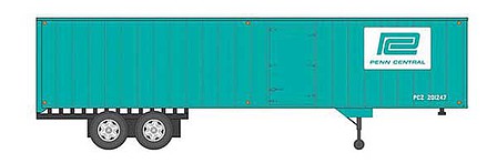 Rapido Trains 403027 HO Scale Fruehauf 40' Exterior-Post Volume Van Trailer, Side Door - Assembled -- Penn Central 3 (Jade Green, white)