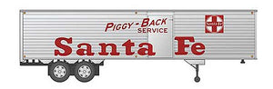 Rapido Trains 403037 HO Scale Fruehauf 40' Fluted-Side Volume Van Trailer, Side Door - Assembled -- Santa Fe 1 (silver, Billboard Red Lettering)