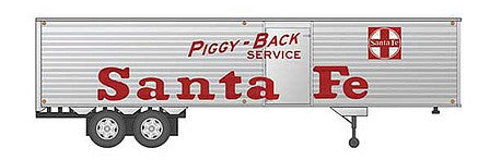 Rapido Trains 403037 HO Scale Fruehauf 40' Fluted-Side Volume Van Trailer, Side Door - Assembled -- Santa Fe 1 (silver, Billboard Red Lettering)
