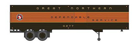Rapido Trains 403040 HO Scale Fruehauf 40' Fluted-Side Volume Van Trailer, Side Door - Assembled -- Great Northern 1 (green, Omaha Orange)