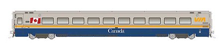 Rapido Trains 508003 N Scale LRC Coach - Ready to Run -- VIA Rail Canada (Canada Scheme; gray, blue, yellow)