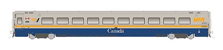 Rapido Trains 508004 N Scale LRC Coach - Ready to Run -- VIA Rail Canada (VIA 1, Canada Scheme, gray, blue, yellow)