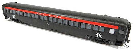 Rapido Trains 509106 N Scale Osgood Bradley Lightweight 10-Window Coach with Skirts - Ready to Run -- New Haven 8228 (Mc Ginnis, black, red, Plain Roof)