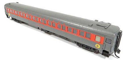 Rapido Trains 509115 N Scale Osgood Bradley Lightweight 10-Window Coach No Skirts - Ready to Run -- Long Island 7533 (gray, orange, Dashing Dan Logo, Hatch Roof)