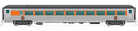 Rapido Trains 517015 N Scale New Haven 8600-Series Coach No Skirts - Ready to Run -- New Haven #8632 (McGinnis, stainless steel, orange, black)