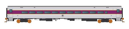 Rapido Trains 528038 N Scale Comet Commuter Coach - Ready to Run -- MBTA Boston (silver, purple)