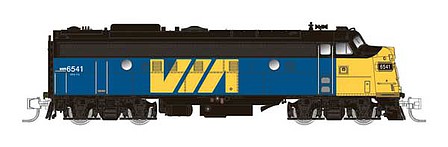Rapido Trains 530013 N Scale GMD FP9A CN Style - Standard DC -- VIA Rail Canada 6534 (blue, yellow, black)