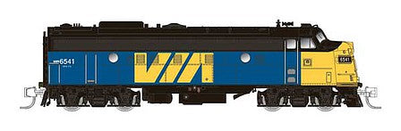 Rapido Trains 530014 N Scale GMD FP9A CN Style - Standard DC -- VIA Rail Canada 6541 (blue, yellow, black)
