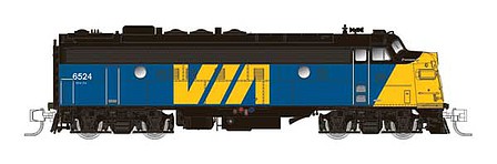 Rapido Trains 530509 N Scale GMD FP9A CN Style - LokSound and DCC -- VIA Rail Canada - CN 6524 (blue, yellow, black, CN Logo on Nose)