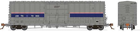Rapido Trains 537007A HO Scale Class B-100-40 Plug-Door Boxcar - Ready to Run -- Amtrak Random # (Phase IV, silver, blue, red)
