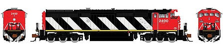 Rapido Trains 540004 N Scale GE Dash 8-40CM - Standard DC -- Canadian National 2418 (Seargent Stripes, black, white, red)