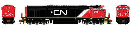 Rapido Trains 540513 N Scale GE Dash 8-40CM - LokSound and DCC -- Canadian National 2430 (black, white, red, white Single Stripe)