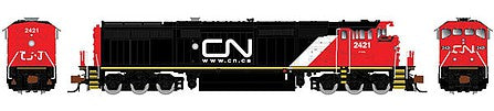 Rapido Trains 540516 N Scale GE Dash 8-40CM - LokSound and DCC -- Canadian National 2429 (black, white, red, white Single Stripe, Website Logo