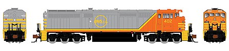 Rapido Trains 540528 N Scale GE Dash 8-40CM - LokSound and DCC -- Quebec North Shore & Labrador 401 (gray, orange, yellow)