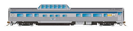 Rapido Trains 550110 N Scale Skyline Dome-Coach - Ready to Run -- VIA Rail Canada (Original, stainless steel, blue, yellow)