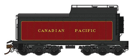 Rapido Trains 600094 HO Scale 12,000-Gallon Oil Tender with Commonwealth Trucks - Ready to Run -- Canadian Pacific (black, maroon)