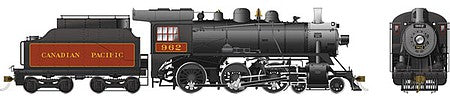 Rapido Trains 602510 HO Scale Class D10j 4-6-0 - LokSound and DCC -- Canadian Pacific 962 (black, maroon, graphite)