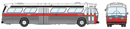 Rapido Trains 701008 HO Scale 1959-1986 GM New Look/Fishbowl Bus - Standard - Assembled -- BC Transit #4107 (silver, white, red)